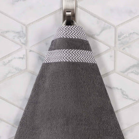 Zero Twist Cotton Dobby Border Plush Absorbent Hand Towel - Grey