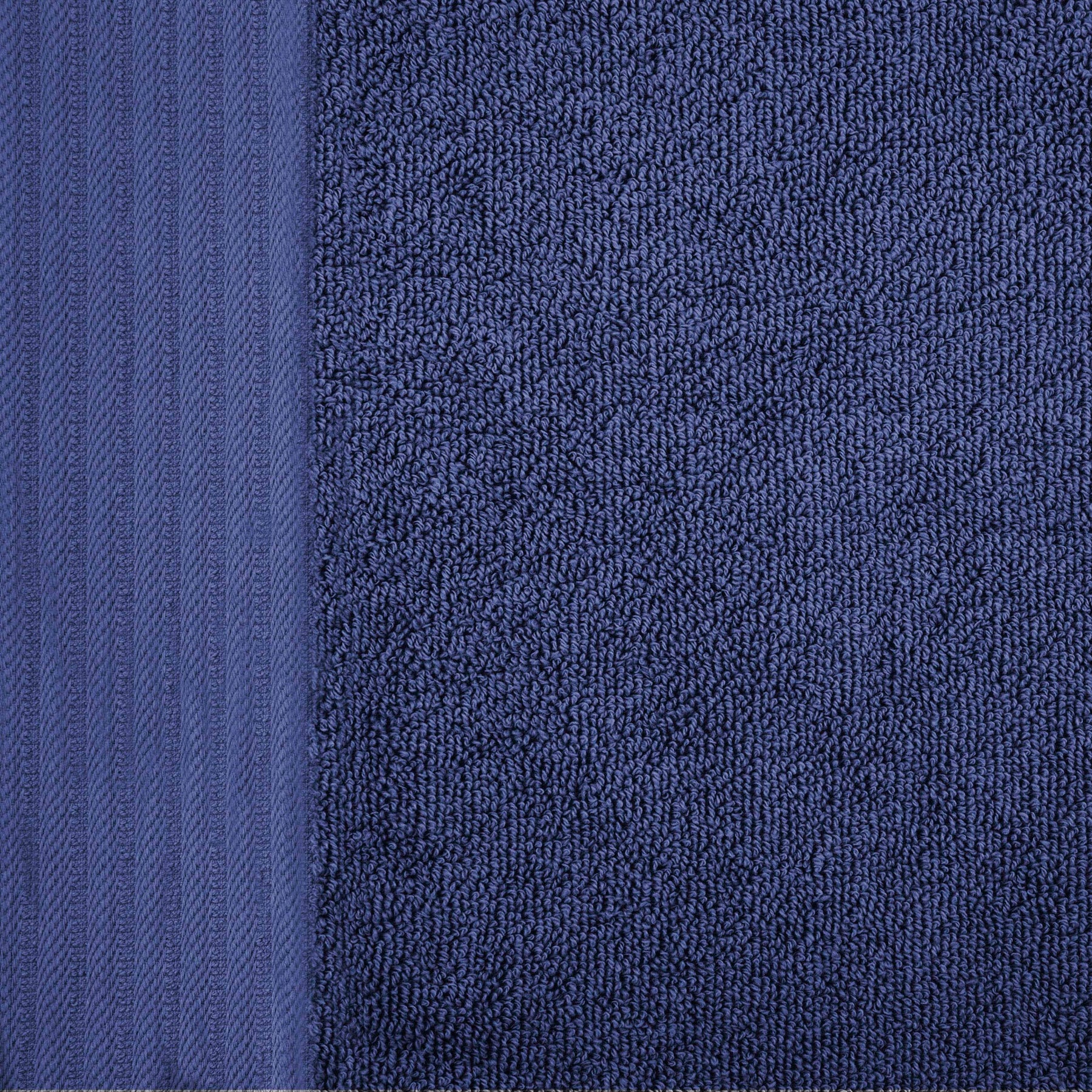 Premium Turkish Cotton Jacquard Herringbone and Solid 12-Piece Face Towel/ Washcloth Set - Navy Blue
