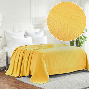 Herringbone All-Season Woven Cotton Blanket - Yellow