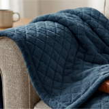 Holly Grid Fluffy Fleece Blanket - Modern Soft Embossed Bed Throw