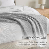 Holly Grid Fluffy Fleece Blanket - Modern Soft Embossed Bed Throw
