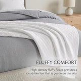 Holly Grid Fluffy Fleece Blanket - Modern Soft Embossed Bed Throw