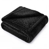 Holly Grid Fluffy Fleece Blanket - Modern Soft Embossed Bed Throw