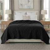 Holly Grid Fluffy Fleece Blanket - Modern Soft Embossed Bed Throw