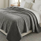Holly Grid Fluffy Fleece Blanket - Modern Soft Embossed Bed Throw