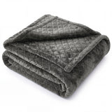 Holly Grid Fluffy Fleece Blanket - Modern Soft Embossed Bed Throw