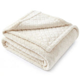Holly Grid Fluffy Fleece Blanket - Modern Soft Embossed Bed Throw