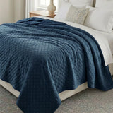 Holly Grid Fluffy Fleece Blanket - Modern Soft Embossed Bed Throw