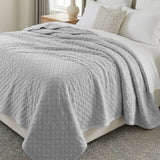 Holly Grid Fluffy Fleece Blanket - Modern Soft Embossed Bed Throw