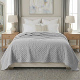 Holly Grid Fluffy Fleece Blanket - Modern Soft Embossed Bed Throw