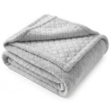 Holly Grid Fluffy Fleece Blanket - Modern Soft Embossed Bed Throw