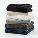 Holly Grid Fluffy Fleece Blanket - Modern Soft Embossed Bed Throw
