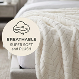 Hope Herringbone Fluffy Fleece Blanket - Soft All-Season Throw