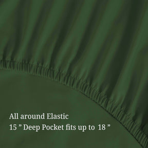 Egyptian Cotton 300 Thread Count Solid Deep Pocket Sheet Set - HunterGreen
