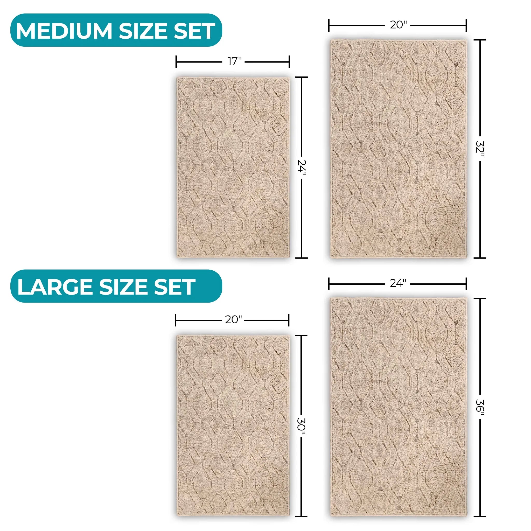 Brou Diamond Lattice Textured Machine Washable Bath Rugs, Set of 2 - Bath Rugs by Superior Brand