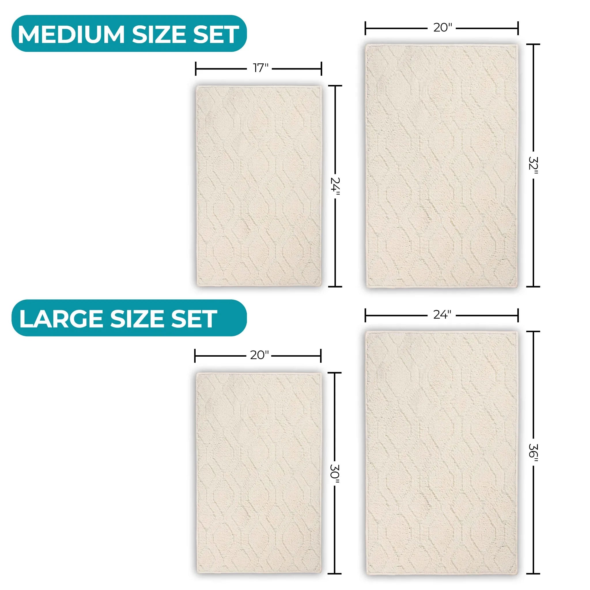 Brou Diamond Lattice Textured Machine Washable Bath Rugs, Set of 2 - Bath Rugs by Superior Brand