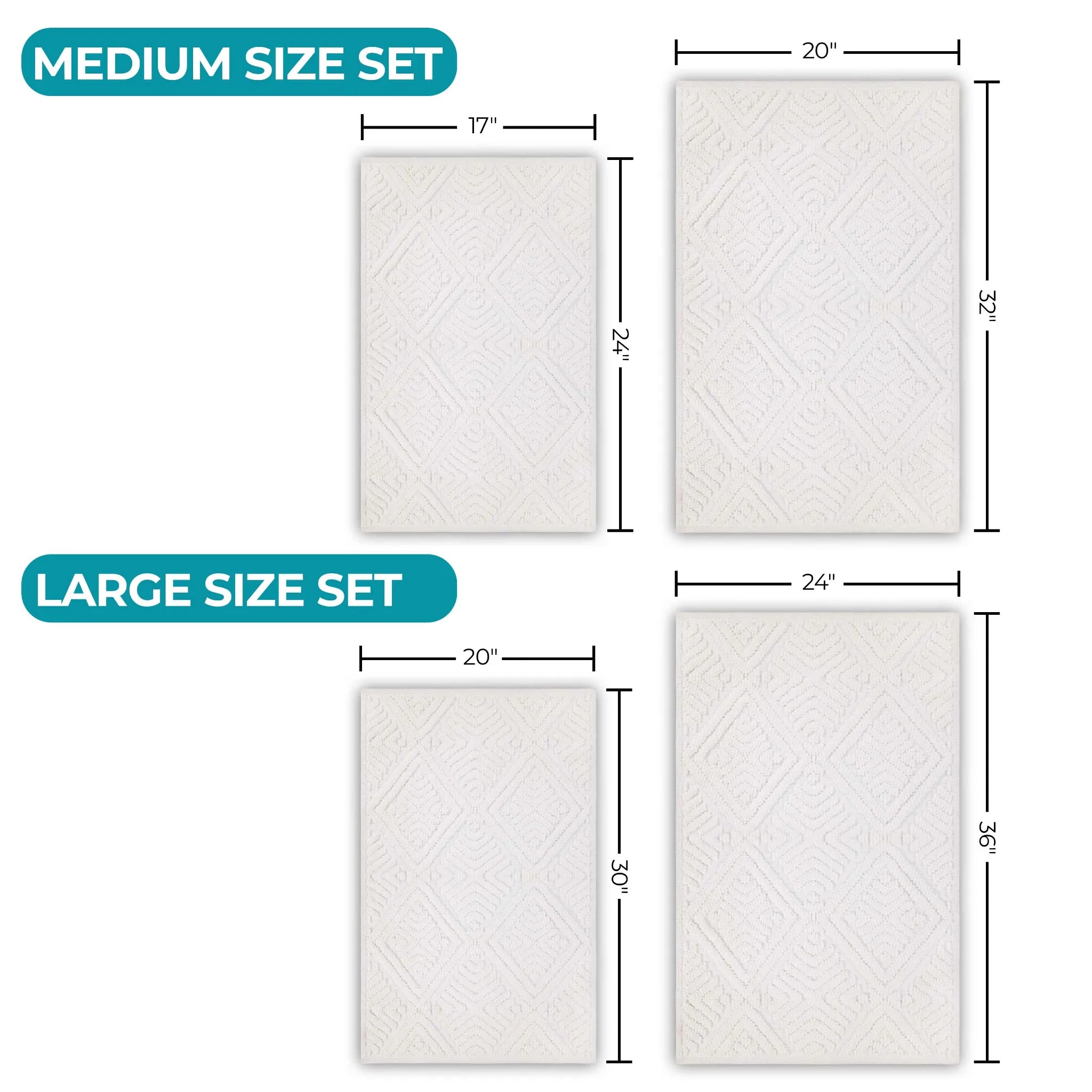 Ceton Diamond Trellis Textured Machine Washable Bath Rugs, Set of 2 - Bath Rugs by Superior Brand