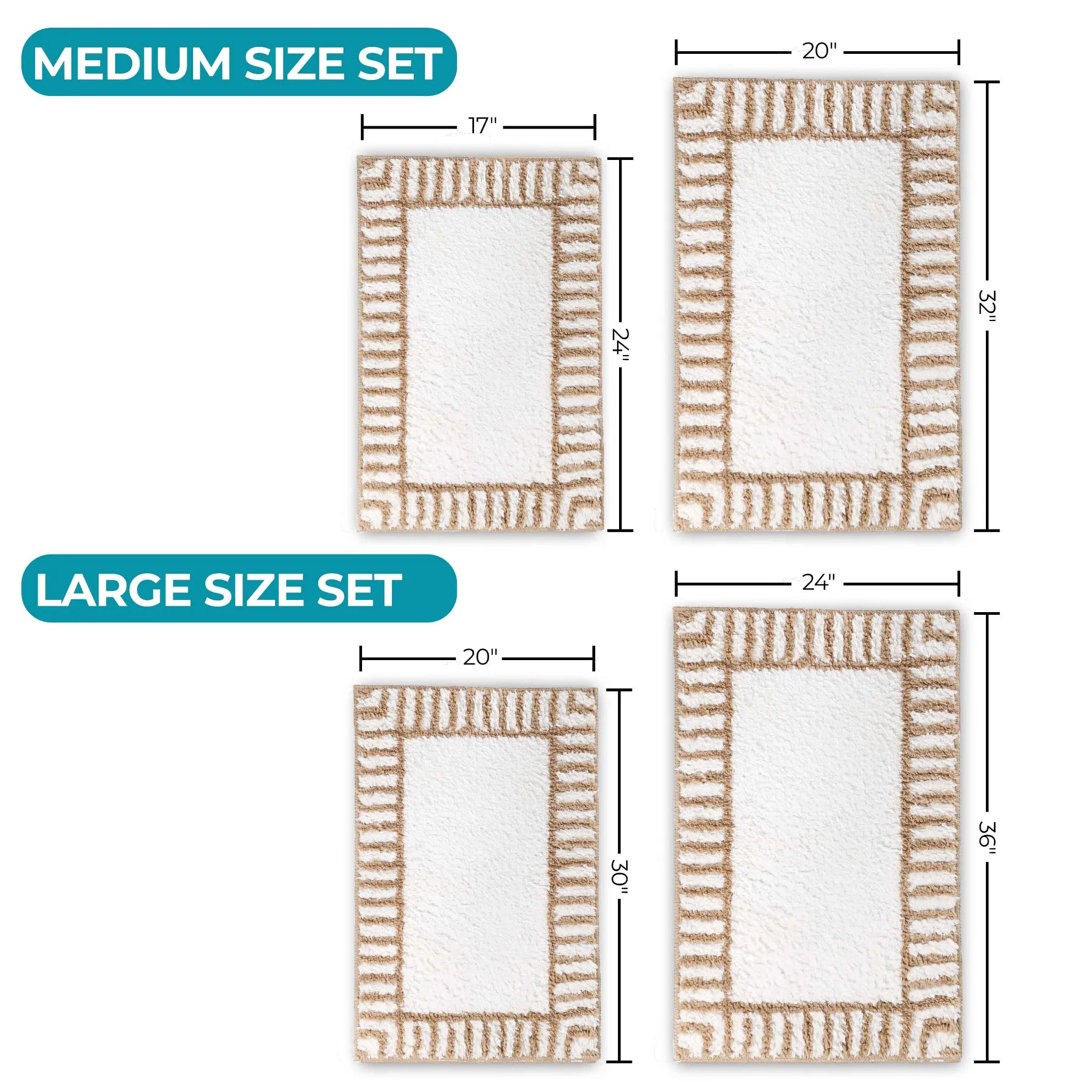 Inaya Modern Striped Tufted Shag Machine Washable Bath Rugs, Set of 2 - Bath Rugs by Superior Brand