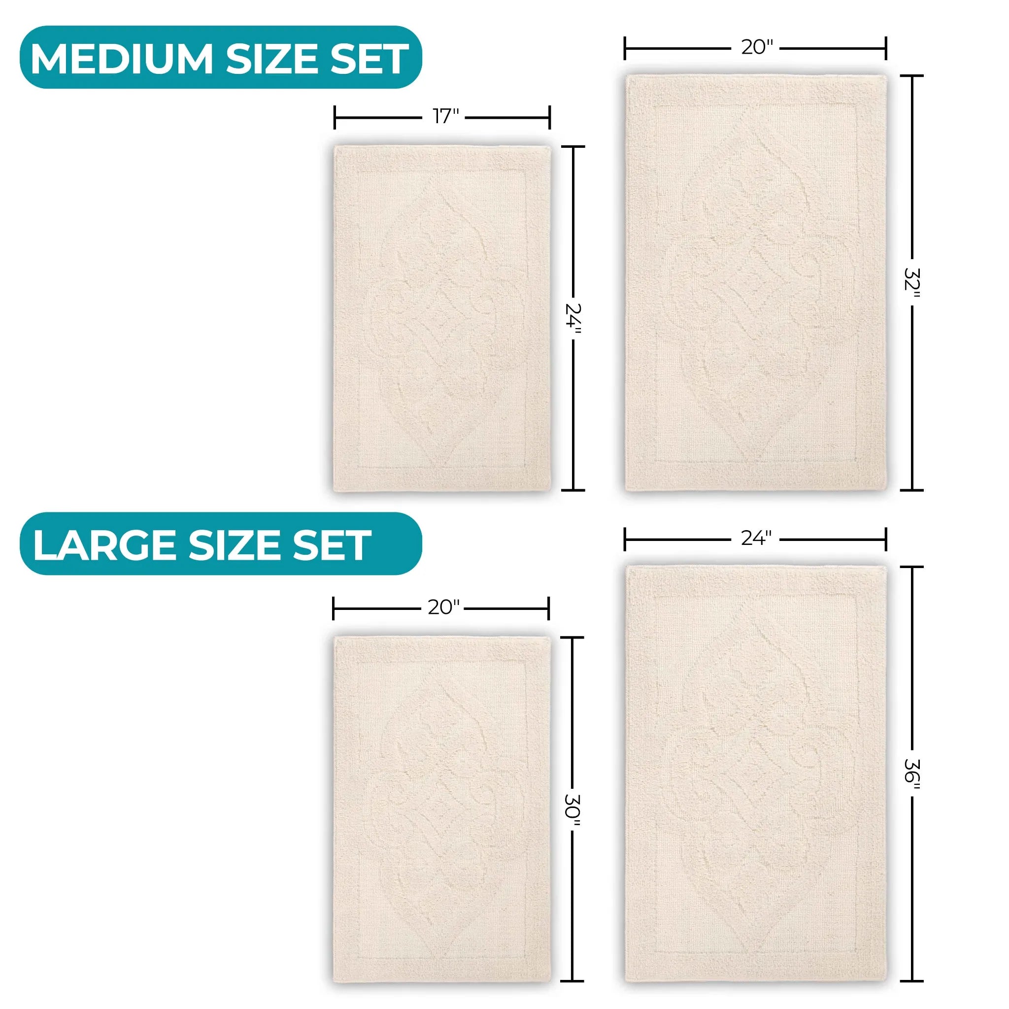 Myra Medallion Textured Jacquard Machine Washable Bath Rugs, Set of 2 - Bath Rugs by Superior Brand