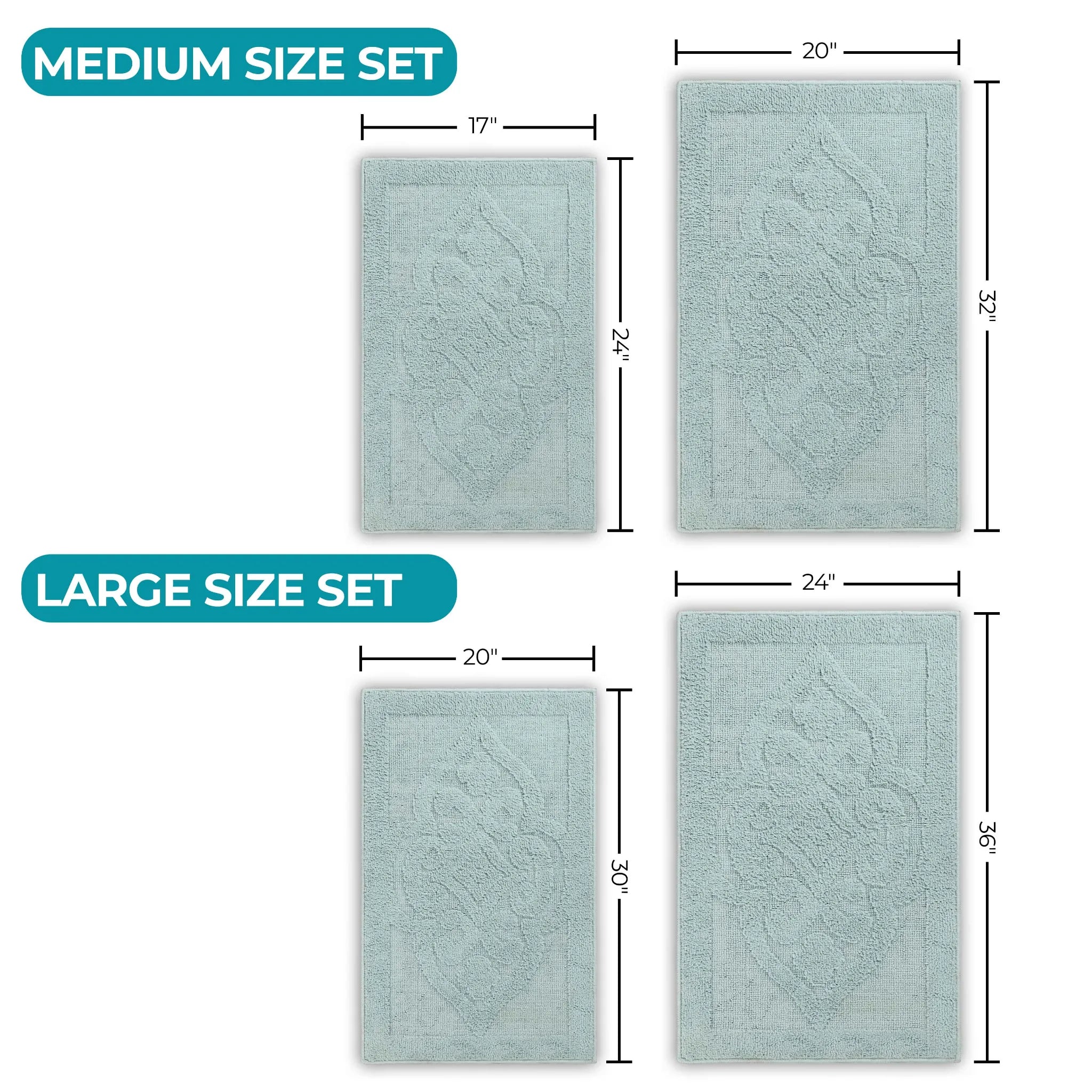 Myra Medallion Textured Jacquard Machine Washable Bath Rugs, Set of 2 - Bath Rugs by Superior Brand