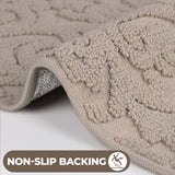 Venere Floral Scroll Textured Machine Washable Bath Rugs, Set of 2