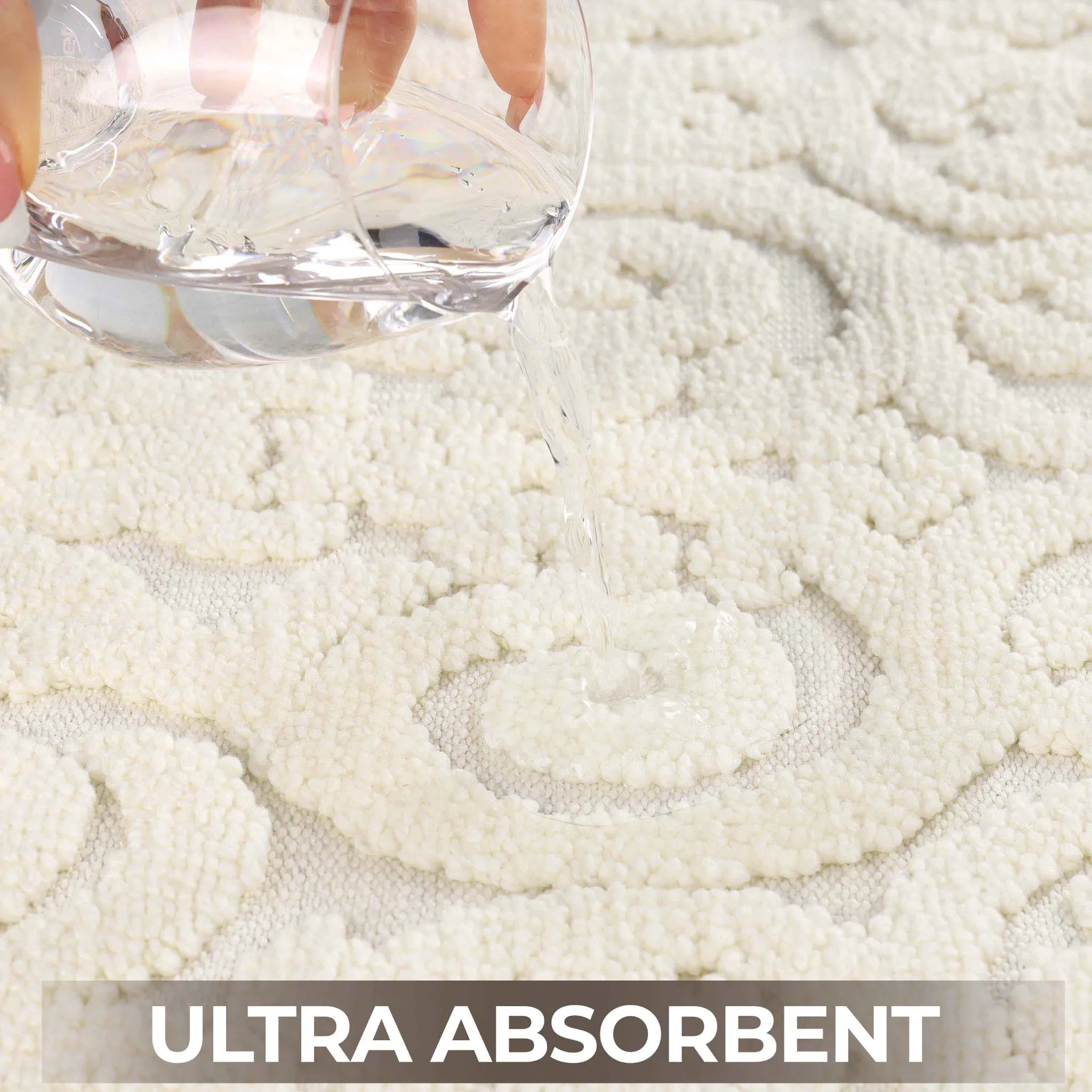 Venere Floral Scroll Textured Machine Washable Bath Rugs, Set of 2 - Bath Rugs by Superior Brand