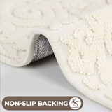 Venere Floral Scroll Textured Machine Washable Bath Rugs, Set of 2