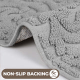 Venere Floral Scroll Textured Machine Washable Bath Rugs, Set of 2