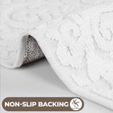 Venere Floral Scroll Textured Machine Washable Bath Rugs, Set of 2