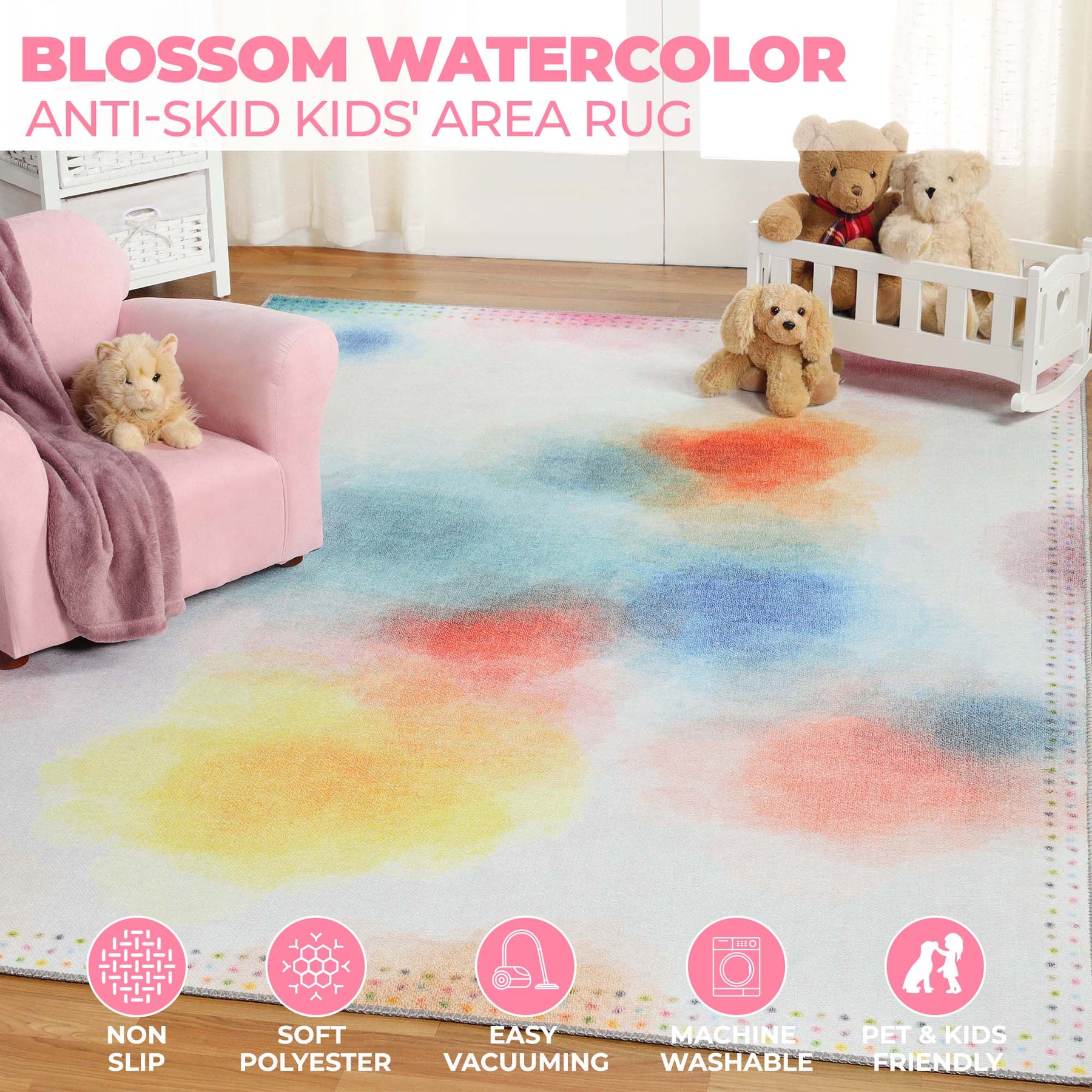 Superior Blossom Abstract Flatweave Indoor Area Rug - Rose Pink