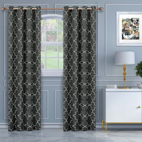 Superior Imperial Trellis Blackout Curtain Set of 2 Panels - Grey