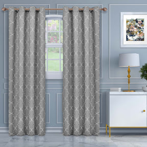 Superior Imperial Trellis Blackout Curtain Set of 2 Panels - Silver