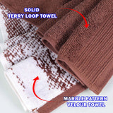 Marble and Solid Jacquard Cotton Hand Towel Set - 6 Piece