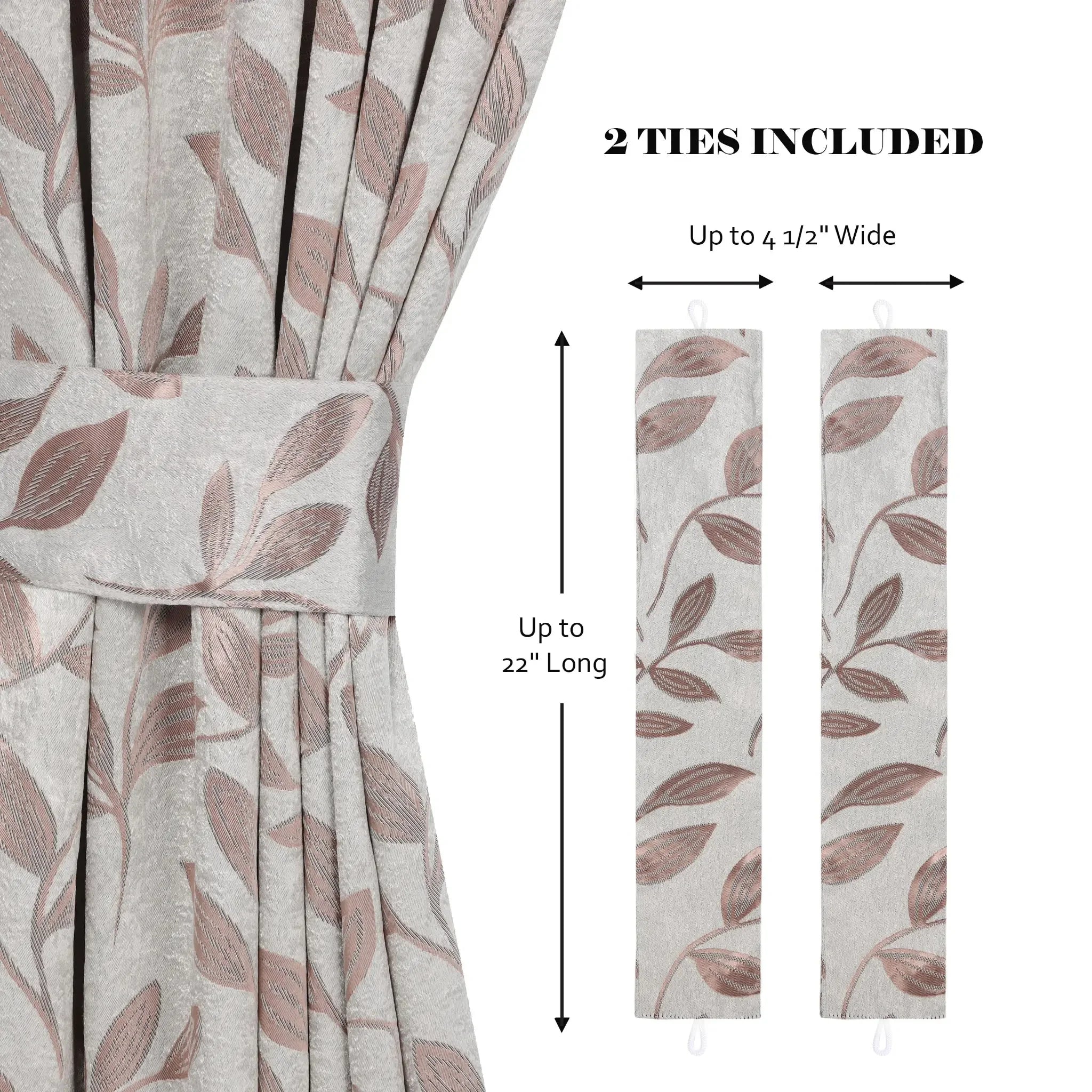 Blackout Window Curtains Leaves Pattern Room Darkening Set of 2