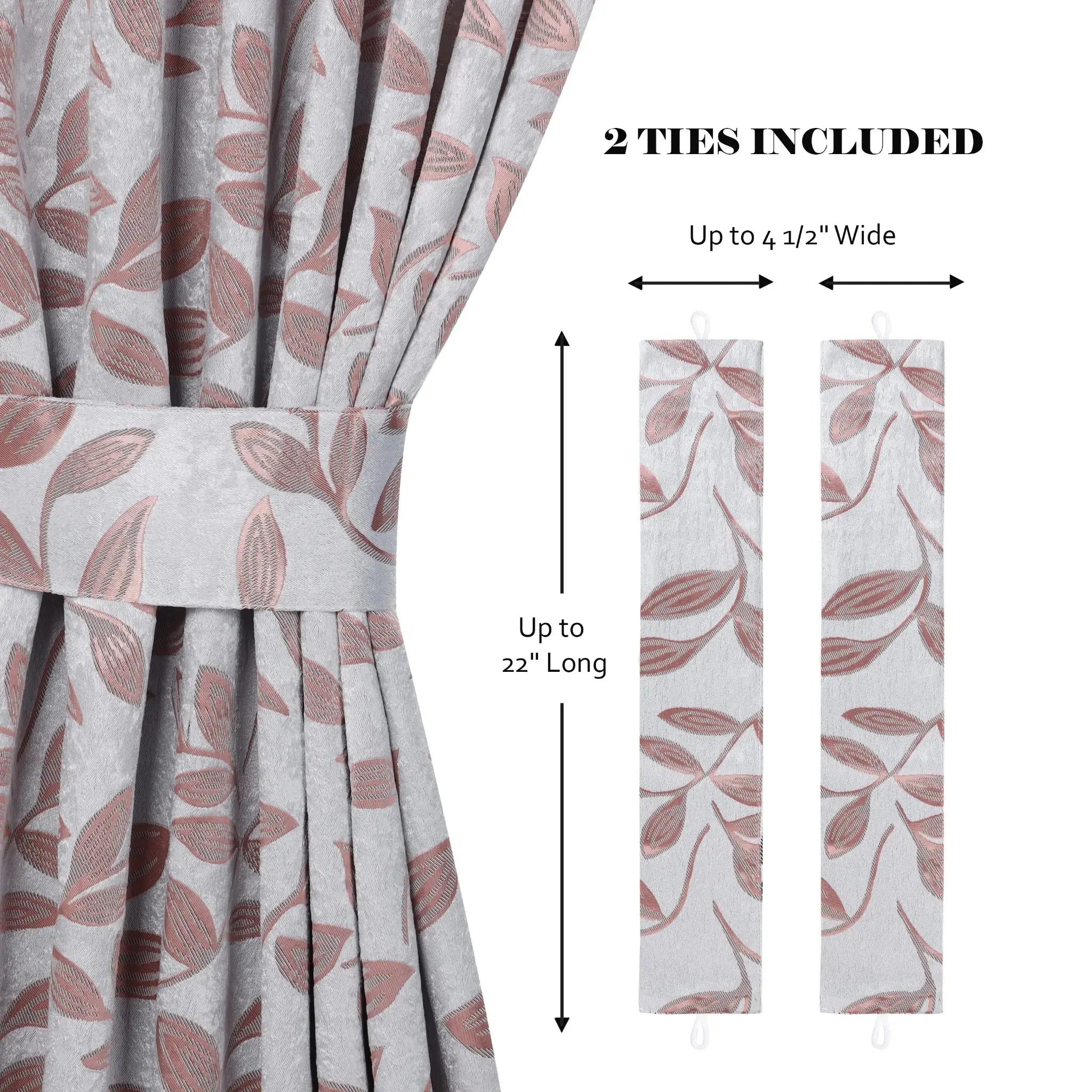 Blackout Window Curtains Leaves Pattern Room Darkening Set of 2