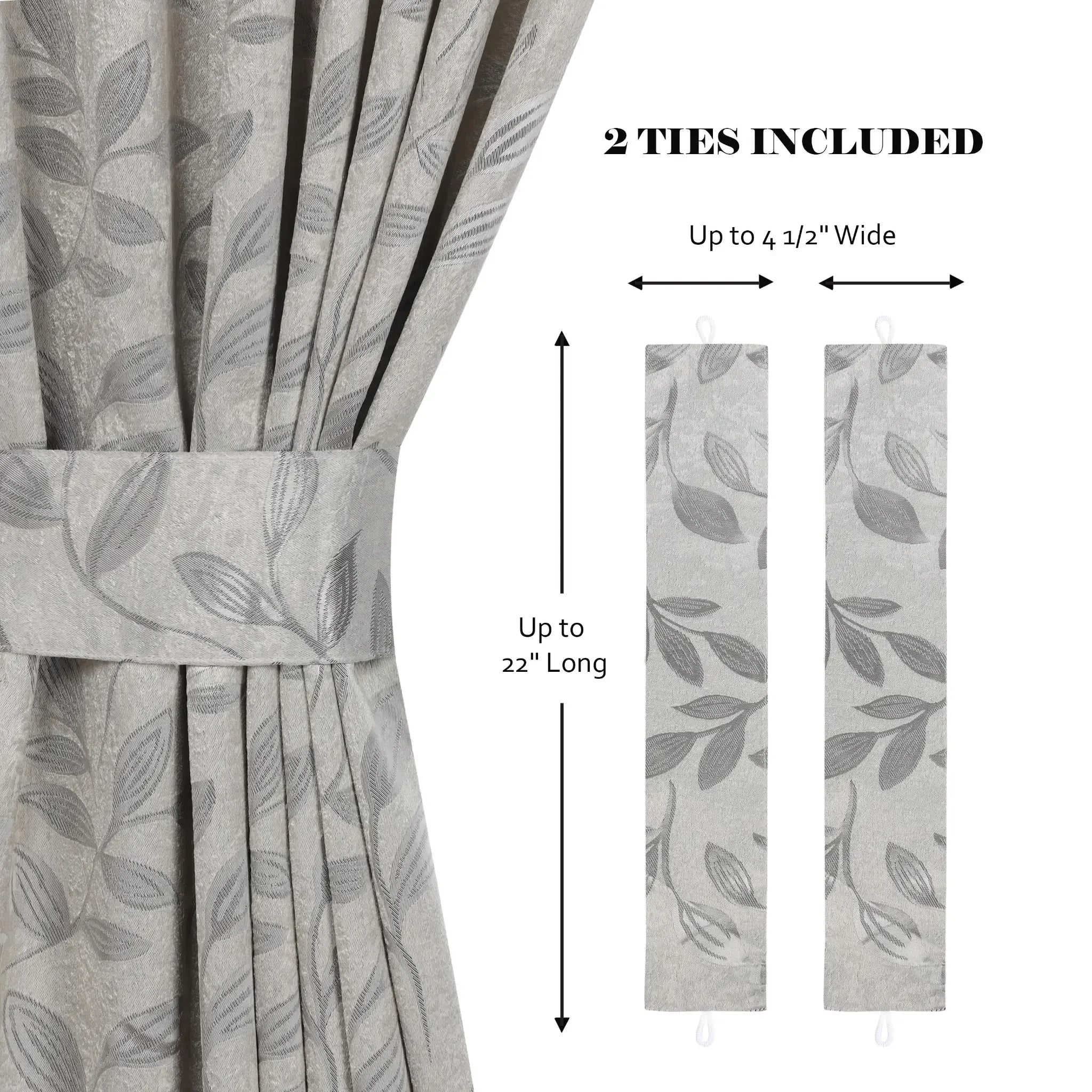 Blackout Window Curtains Leaves Pattern Room Darkening Set of 2