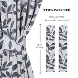 Blackout Window Curtains Leaves Pattern Room Darkening Set of 2