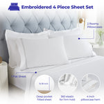 Fieldstone Cotton Two-Line Embroidered Deep Pocket Bed Sheet Set - Sheet Set by Superior Brand