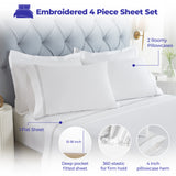 Fieldstone Cotton Two-Line Embroidered Deep Pocket Bed Sheet Set - Sheet Set by Superior Brand