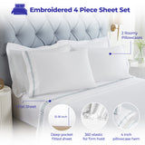Harrison Cotton Greek Key Embroidered Deep Pocket Bed Sheet Set - Sheet Set by Superior