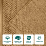 Lodi Cotton 3-Piece Towel Set – Absorbent Mid-Weight Solid Bathroom Towels with Textured Border