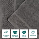 Lodi Cotton 3-Piece Towel Set – Absorbent Mid-Weight Solid Bathroom Towels with Textured Border