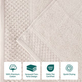 Lodi Cotton 3-Piece Towel Set – Absorbent Mid-Weight Solid Bathroom Towels with Textured Border