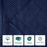 Lodi Cotton 3-Piece Towel Set – Absorbent Mid-Weight Solid Bathroom Towels with Textured Border