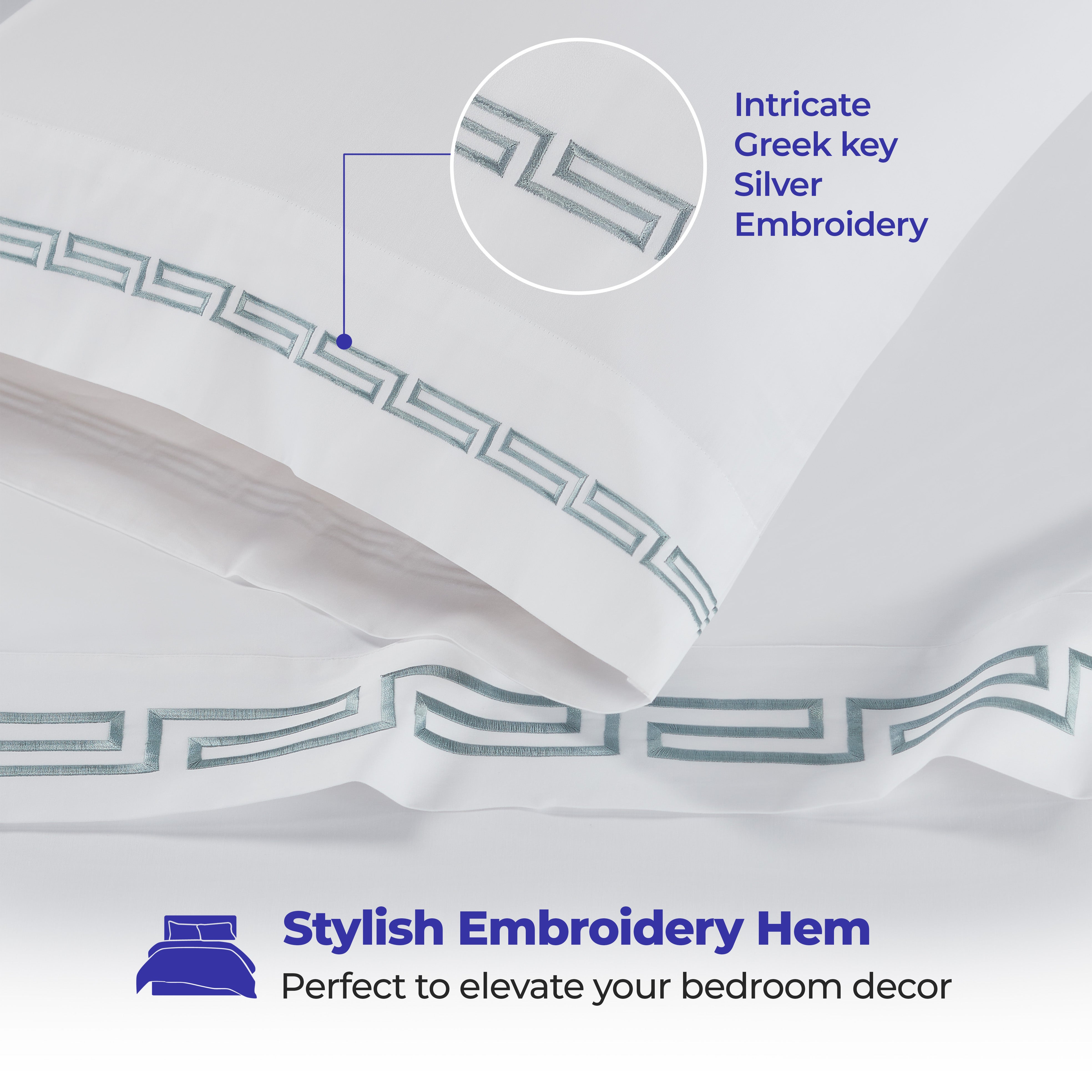 Harrison Cotton Greek Key Embroidered Deep Pocket Bed Sheet Set - Sheet Set by Superior