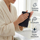 Lodi Cotton 12-Piece Washcloth Set – Mid-Weight Face Towels Solid with Woven Border