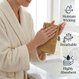 Lodi Cotton 12-Piece Washcloth Set – Mid-Weight Face Towels Solid with Woven Border