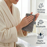 Lodi Cotton 12-Piece Washcloth Set – Mid-Weight Face Towels Solid with Woven Border