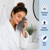 Solid Jacquard Cotton Face Towel Set - 12 Piece
