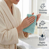 Lodi Cotton 12-Piece Washcloth Set – Mid-Weight Face Towels Solid with Woven Border
